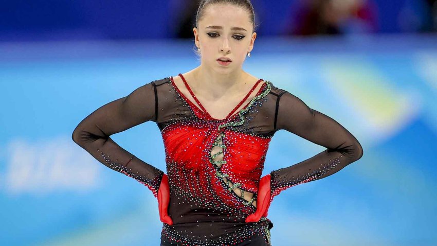 Kamila Valieva of ROC performs during the Women Single Skating Free Skating on day thirteen of the Beijing 2022 Winter Olympic Games at Capital Indoor Stadium on February 17, 2022 in Beijing, China.