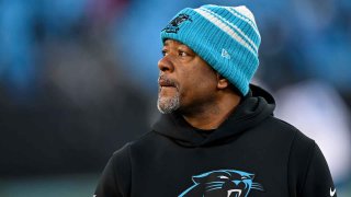 Interim head coach Steve Wilks of the Carolina Panthers exits the field after the game against the Detroit Lions at Bank of America Stadium on December 24, 2022.