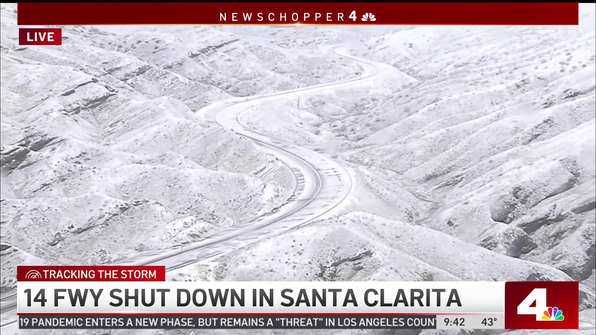 Storm Blankets Hills Near Santa Clarita in Snow