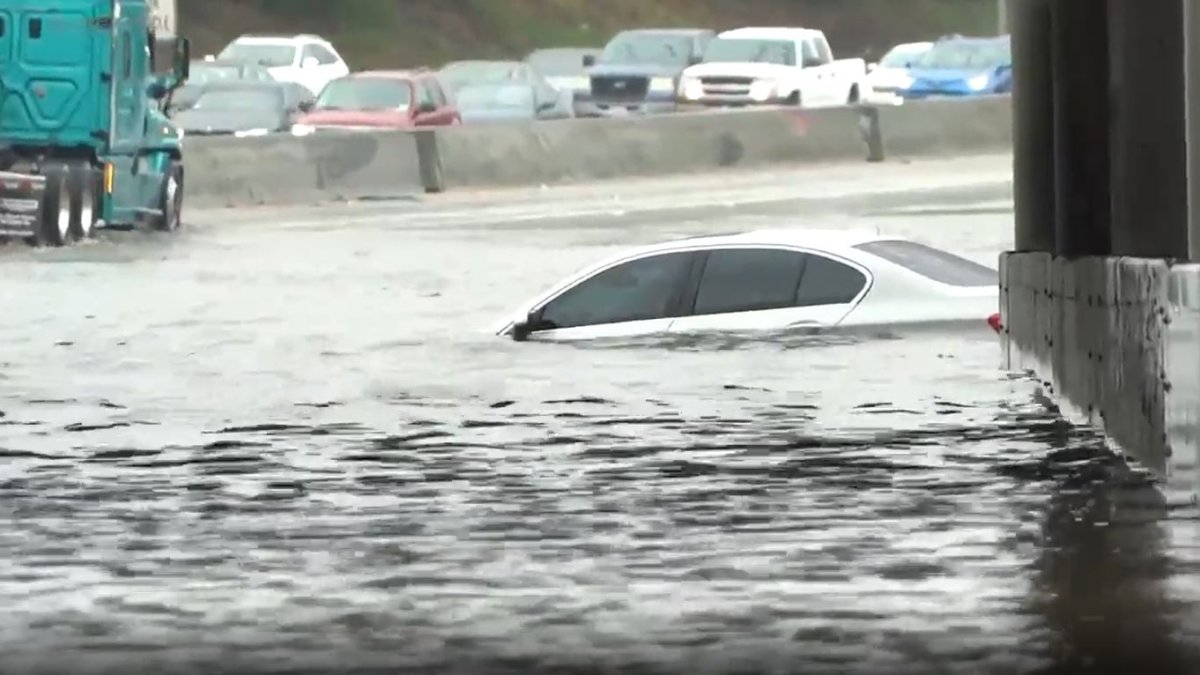Watch: Submerged Cars Stranded on Flooded 5 Freeway in Sun Valley