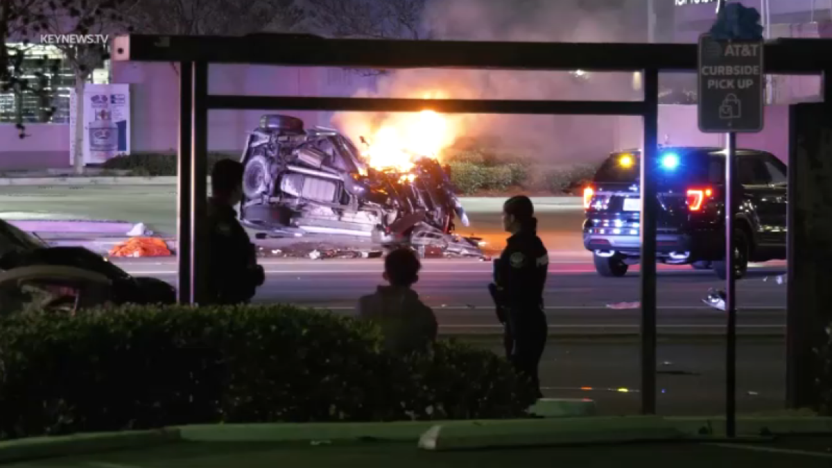 Fiery TwoCar Crash Ends with an OfficeInvolved Shooting in La Habra