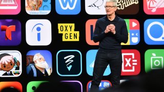 Apple CEO Tim Cook speaks at Apple’s Worldwide Developer Conference (WWDC) at the San Jose Convention Center in San Jose, California on Monday, June 4, 2018.