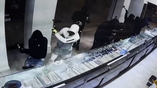 A group robs a jewelry store, in an incident law enforcement says is an example of organized retail theft