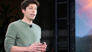 OpenAI CEO Sam Altman speaks during a keynote address announcing ChatGPT integration for Bing at Microsoft in Redmond, Washington, on February 7, 2023.