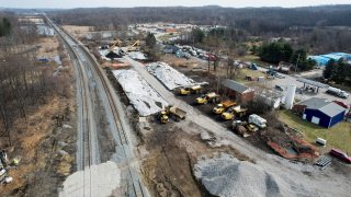 General view of the site of the derailment of a train carrying hazardous waste, in East Palestine, Ohio, U.S., March 2, 2023. 