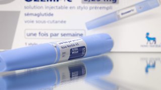 This photograph taken on February 23, 2023, in Paris, shows the anti-diabetic medication “Ozempic” (semaglutide) made by Danish pharmaceutical company “Novo Nordisk”.