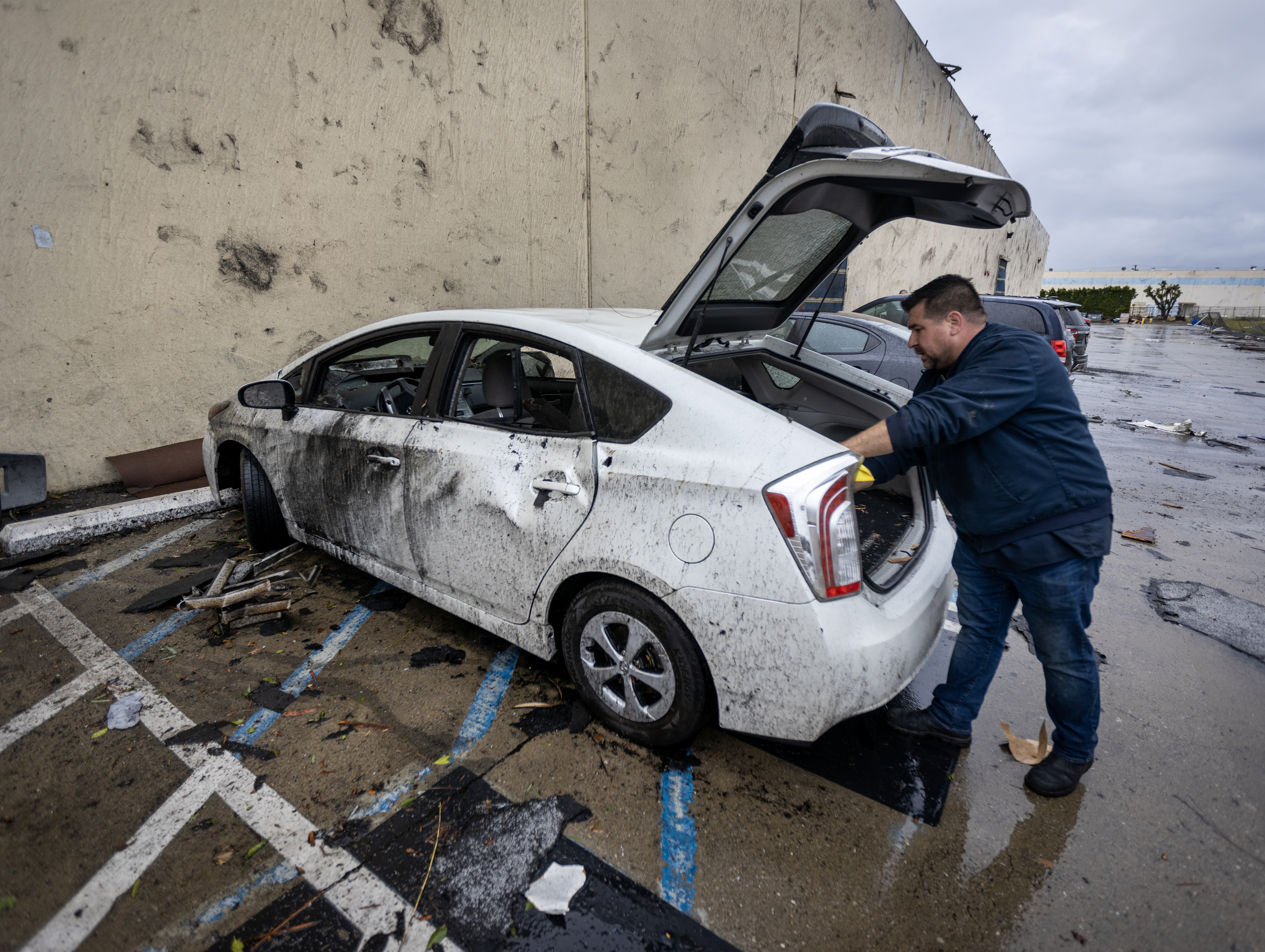 A strong microburst -- which some witnesses dubbed a possible tornado -- heavily damaged several buildings in Montebello