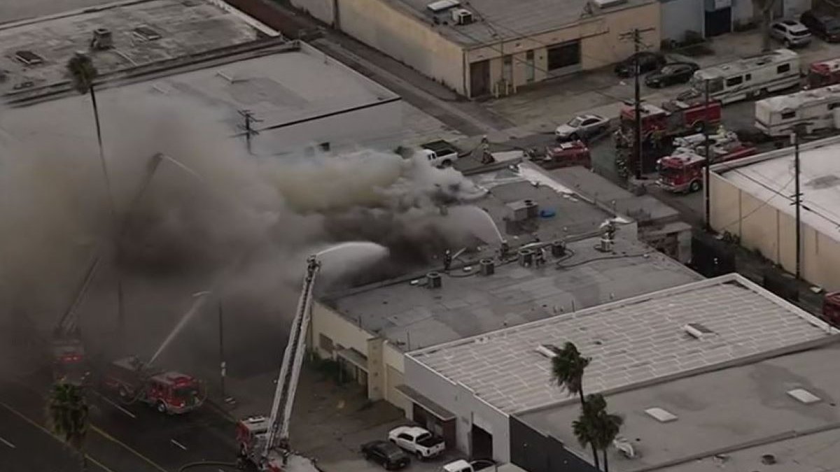 Firefighters Attack Commercial Building Fire in Compton
