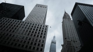 NEW YORK, NEW YORK – MARCH 31: Skyscrapers loom over downtown Manhattan on March 31, 2022 in New York City.