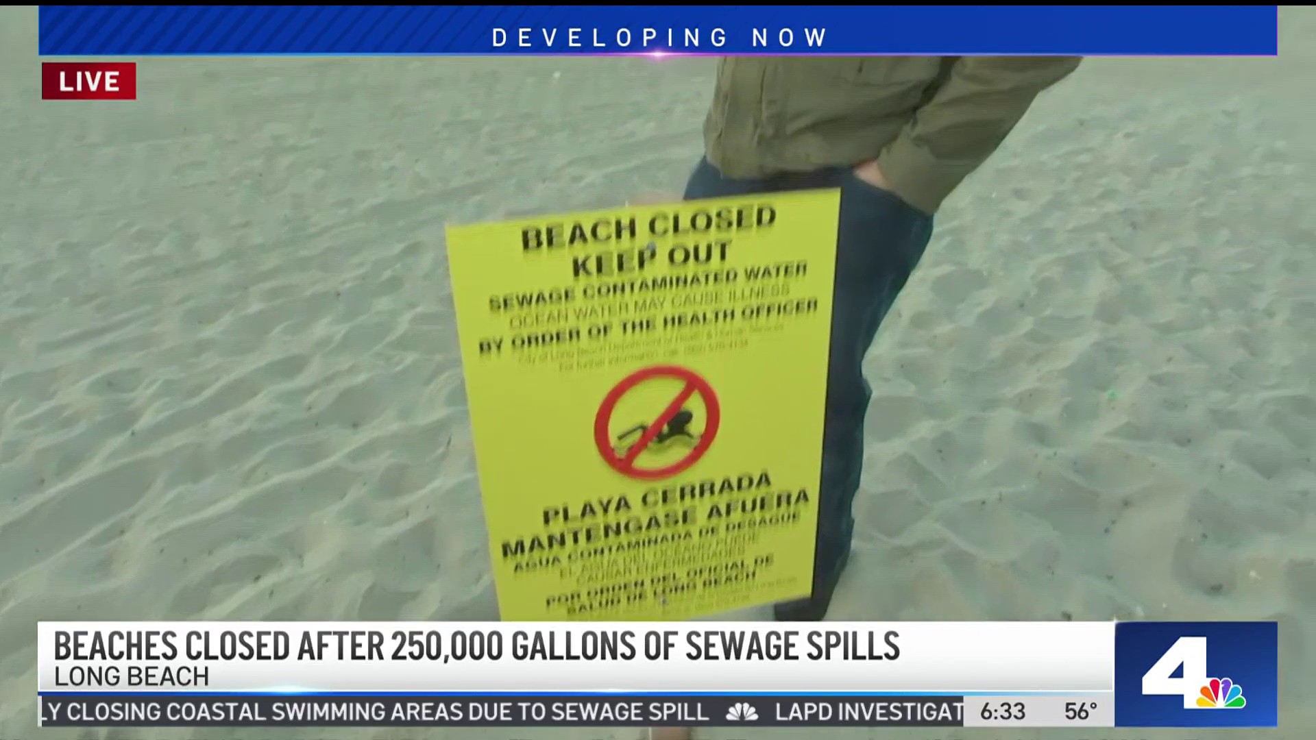 250 000 Gallon Sewage Spill Closes Beaches