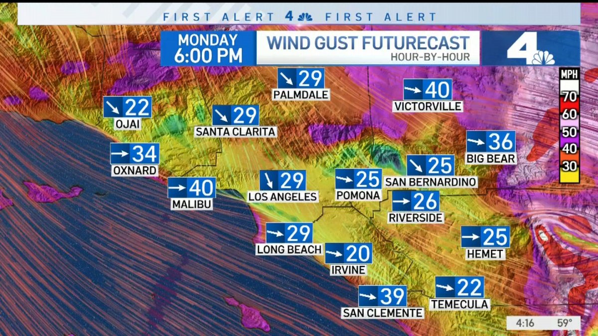 First Alert Forecast Windy Evening NBC Los Angeles