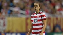 DETROIT, MI - DECEMBER 08:  Alex Morgan #13 of Team USA looks for the pass during the game against China at Ford Field on December 8, 2012 in Detroit, Michigan. USA defeated China 2-0.  (Photo by Leon Halip/Getty Images)