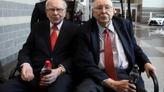 Berkshire Hathaway Chairman Warren Buffett and Vice Chairman Charlie Munger are seen at the annual Berkshire shareholder shopping day in Omaha, Nebraska, U.S., May 3, 2019.