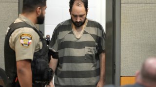 Daniel Perry enters the courtroom at the Blackwell-Thurman Criminal Justice Center in Austin, Texas, on Wednesday May 10, 2023.