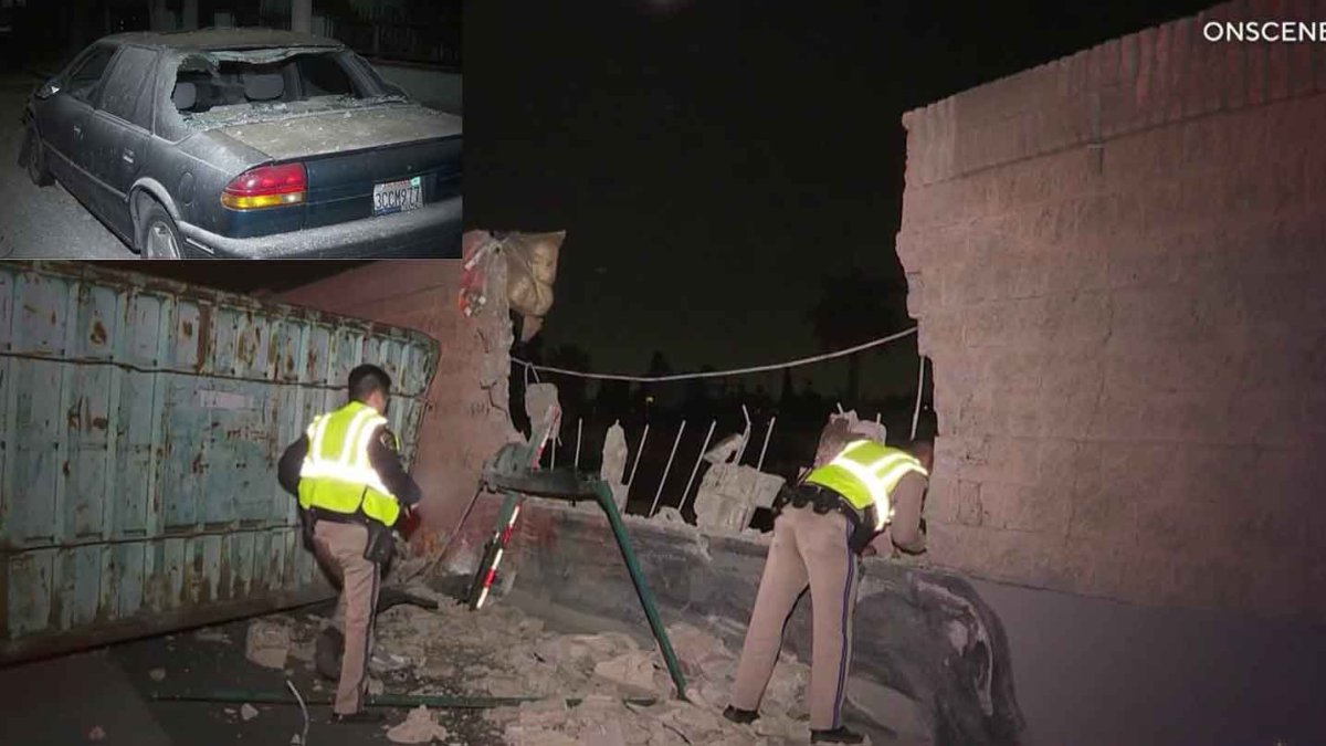 Giant Trash Bin Launches Through Wall, Sending Cinder Blocks Raining