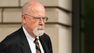 FILE - Special counsel John Durham, the prosecutor appointed to investigate potential government wrongdoing in the early days of the Trump-Russia probe, leaves federal court in Washington, May 16, 2022.