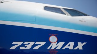 A Boeing Co. 737 Max 10 aircraft on day two of the Farnborough International Airshow in Farnborough, UK, on Tuesday, July 19, 2022.