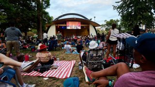 General view of atmosphere at Levitt Pavilion MacArthur Park on July 31, 2022 in Los Angeles, California.