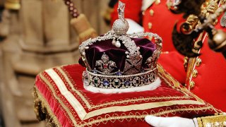 The Imperial State Crown is brought to the House of Lords for the State Opening of Parliament on November 6, 2007 in London, England.