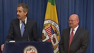 Thom Peters, seen at right, at a news conference with former LA City Attorney Mike Feuer.