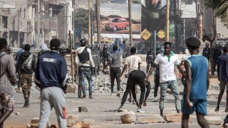 DAKAR, Senegal – June 2, 2023: Supporters of jailed opposition leader Ousmane Sonko protest in the Senegalese capital following his two-year sentencing for “corrupting the youth.”