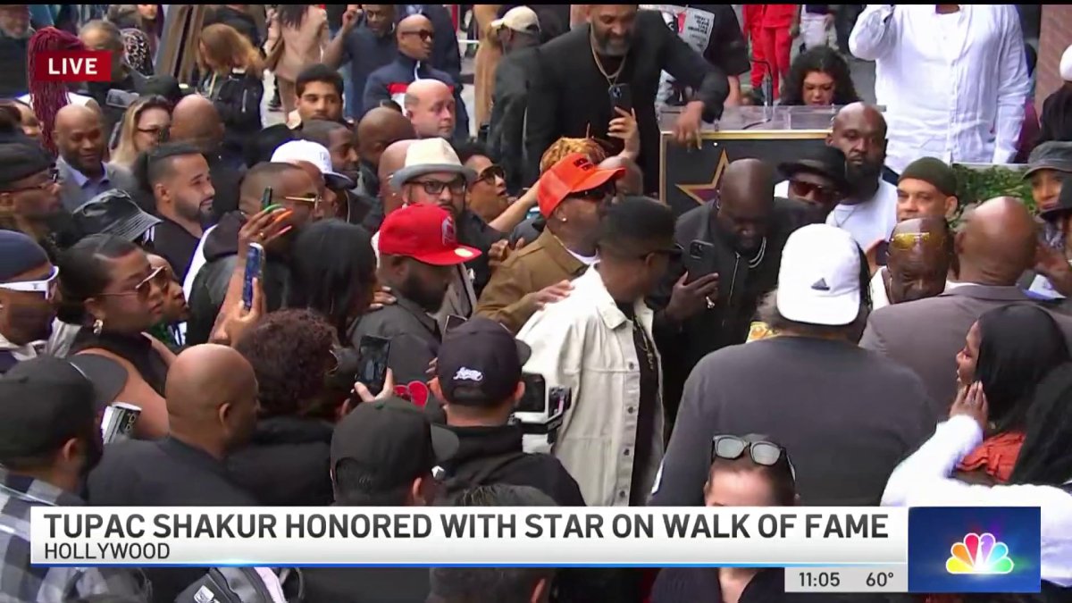 Fans pack Hollywood Boulevard for Tupac Shakur star unveiling NBC Los