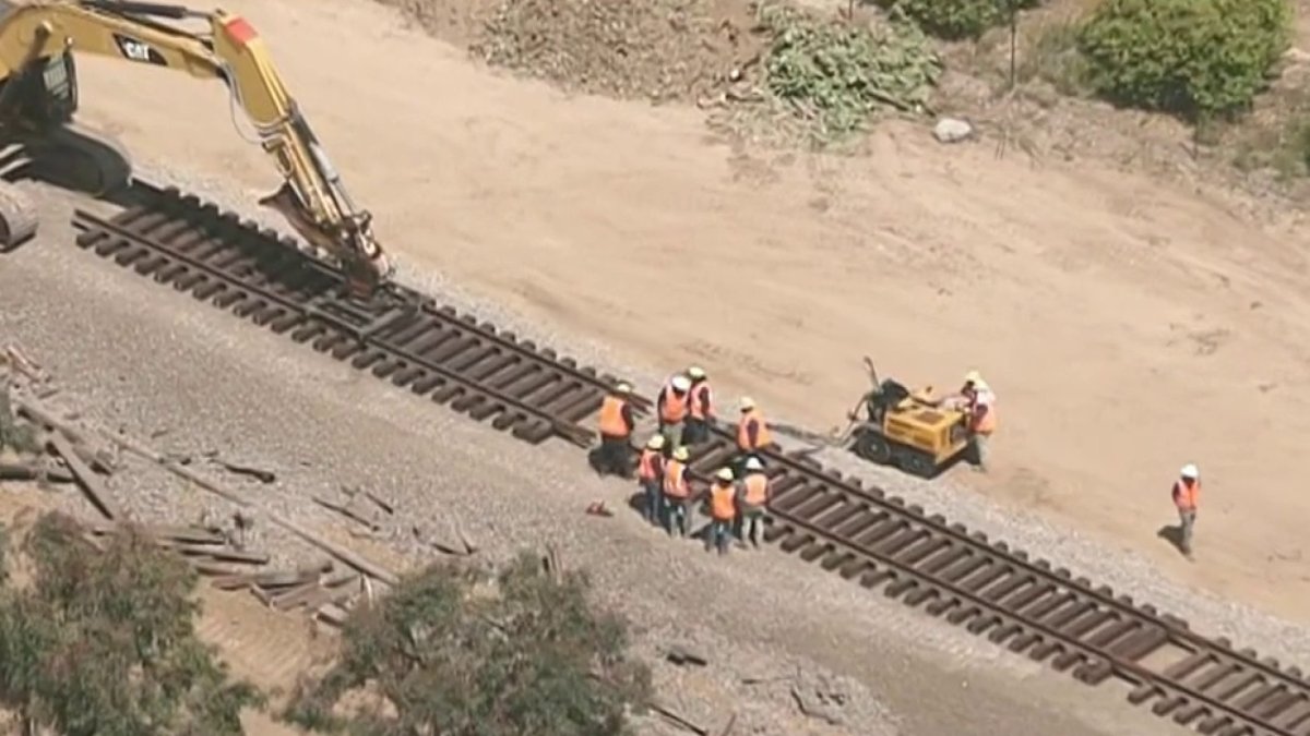 Crews Work to Repair Tracks Damaged in Moorpark Amtrak Train Crash