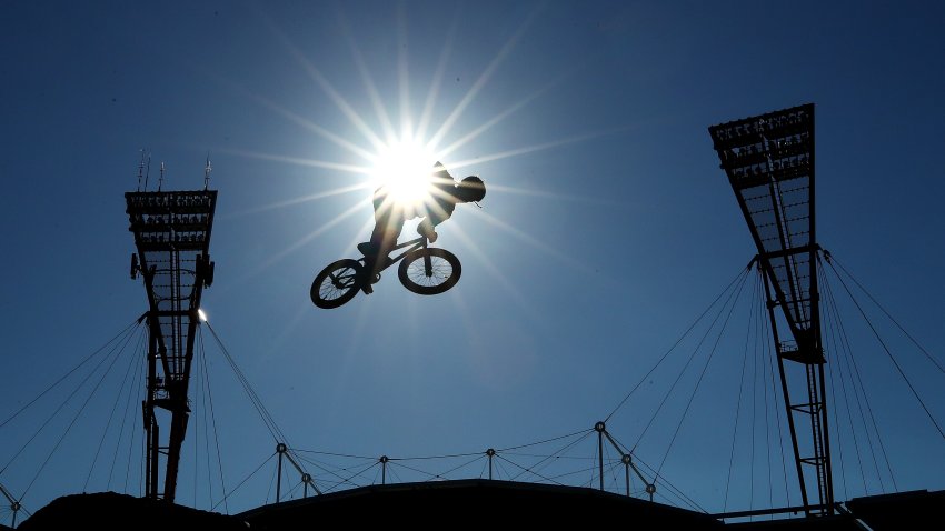 Pat Casey of the United States competes in the BMX Dirt qualifying during the X Games Sydney 2018 at Sydney Olympic Park on Oct. 19, 2018, in Sydney, Australia.