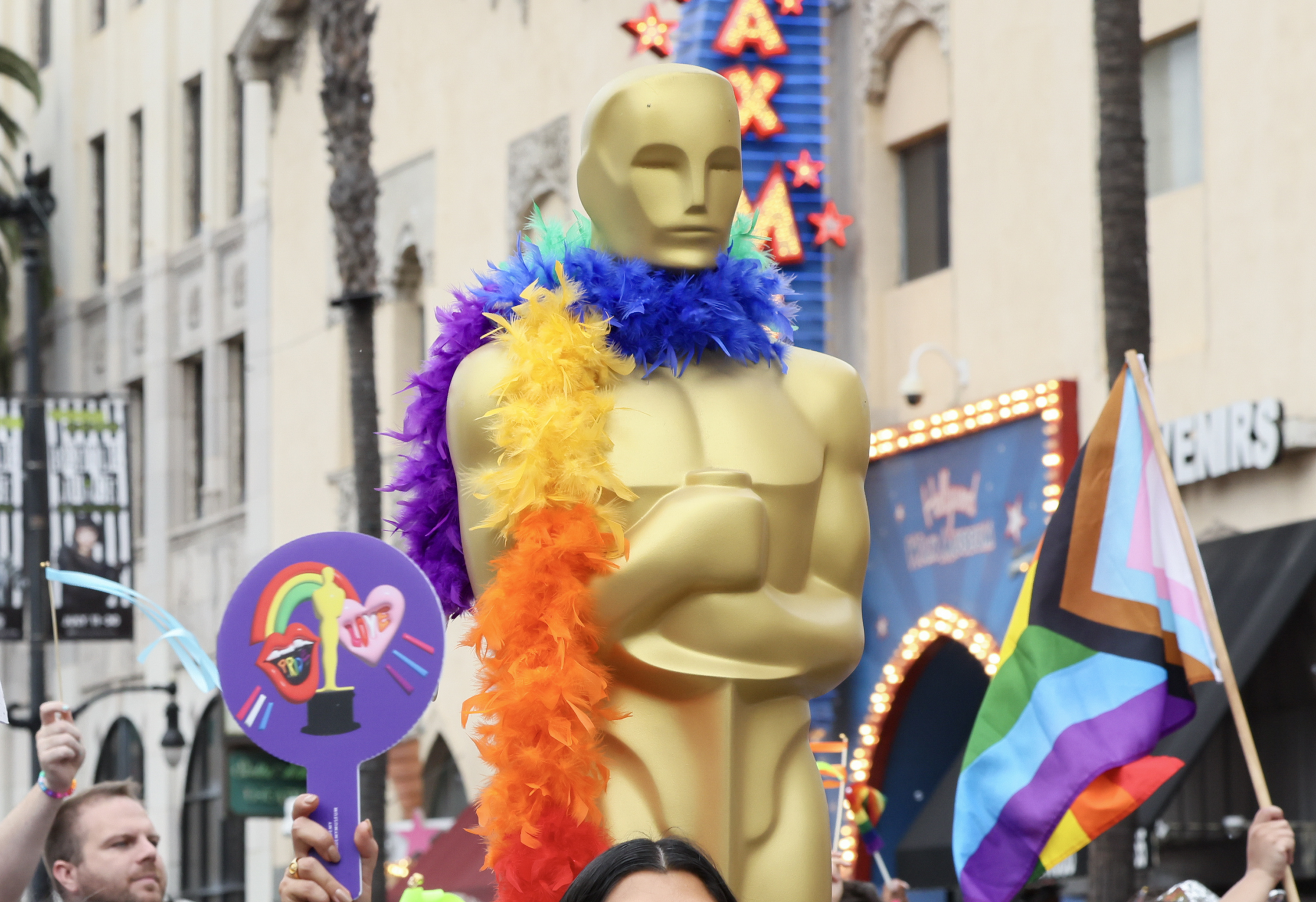 HOLLYWOOD, CALIFORNIA – JUNE 11: Oscar statuette for The Academy is seen at the 2023 LA Pride Parade on June 11, 2023 in Hollywood, California. (Photo by Rodin Eckenroth/Getty Images)