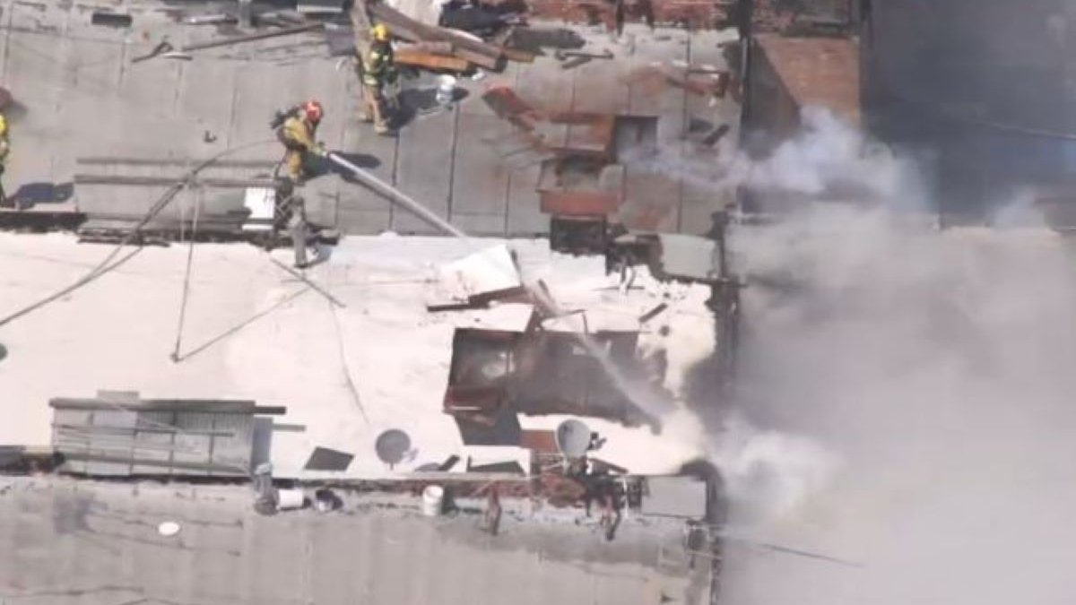 Fire damages buildings in downtown LA Flower District NBC Los Angeles