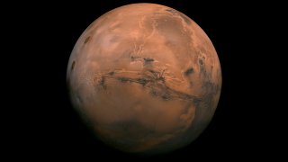 A view of the Valles Marineris hemisphere of Mars, composed of 102 Viking Orbiter images on July 9, 2013.