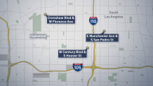 Map shows the top 3 intersections where street takeovers were reported to the LAPD between 2020 and 2022.