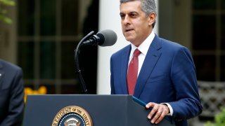 Sam Hazen, CEO of HCA Healthcare, speaks about Covid-19 in the Rose Garden of the White House in Washington, D.C., April 14, 2020.