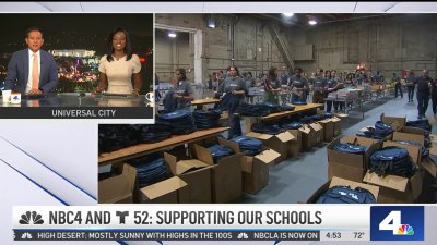 NBC4, Telemundo 52 and NBCUniversal employees  assemble backpacks to be distributed to students at local YMCA's in Los Angeles County