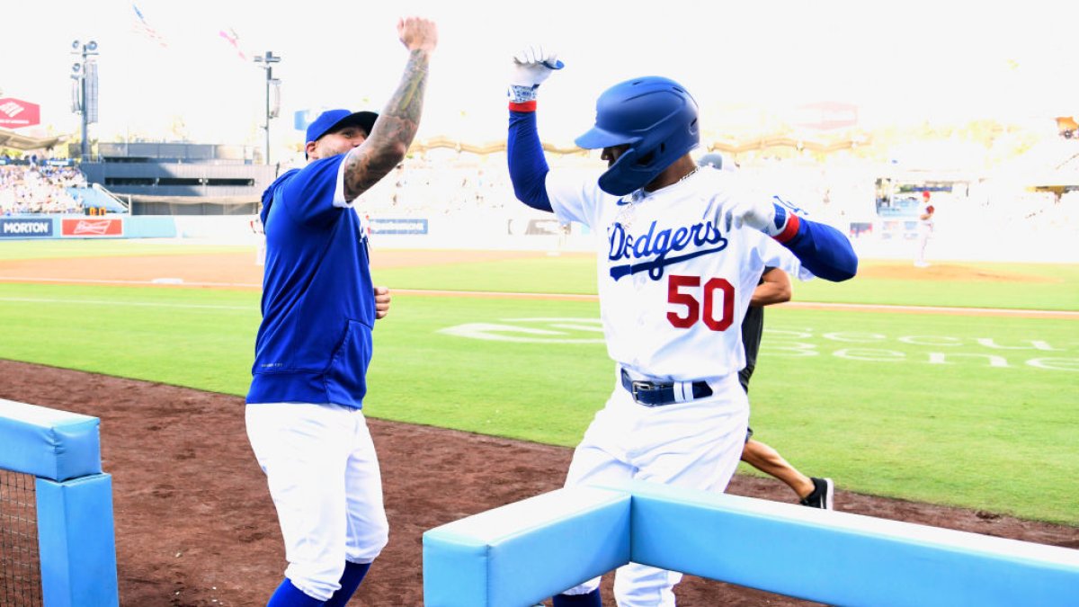 Betts ties MLB record with 10th leadoff homer in first half to help Dodgers  rout Angels 10-5