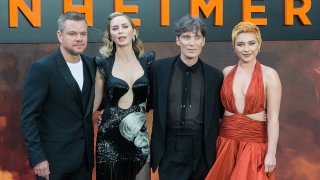 LONDON, UNITED KINGDOM – JULY 13: (L-R) Matt Damon, Emily Blunt, Cillian Murphy and Florence Pugh attend the UK premiere of ‘Oppenheimer’ at Odeon Luxe Leicester Square in London, United Kingdom on July 13, 2023. (Photo by Wiktor Szymanowicz/Anadolu Agency via Getty Images)