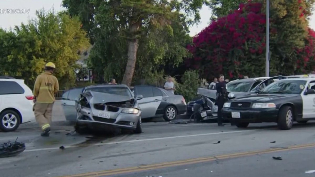 Several injured after pursuit ends in crash in Valley Glen NBC Los