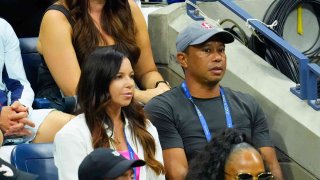 Erica Herman and Tiger Woods, at the 2022 US Open at USTA Billie Jean King National Tennis Center on August 31, 2022, in the Flushing neighborhood of the Queens borough of New York City.