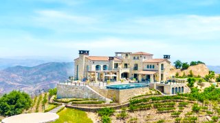 The Malibu Rocky Oaks estate is perched 2,000 ft above Malibu in the Santa Monica Mountains.