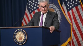 U.S. Federal Reserve Chairman Jerome Powell speaks during a news conference after a Federal Open Market Committee meeting on July 26, 2023 in Washington, DC.