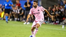 FRISCO, TEXAS - AUGUST 6: Jordi Alba controls the ball during the Leagues Cup 2023 Round of 16 match between Inter Miami CF and FC Dallas at Toyota Stadium on August 06, 2023 in Frisco, Texas. (Photo by Juan Finol/Getty Images)