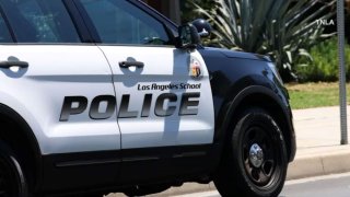 A Los Angeles School Police SUV is pictured.