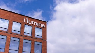 A building on the campus at the world headquarters of Illumina is shown in San Diego, California, Sept. 1, 2021.