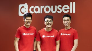 Carousell co-founders Siu Rui Quek, Marcus Tan and Lucas Ngoo.