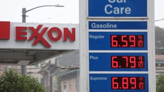 Gas prices are displayed at an Exxon gas station on July 05, 2022 in San Francisco, California.