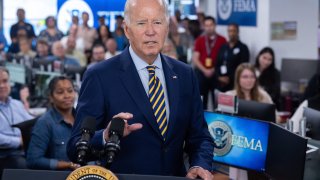 U.S. President Joe Biden speaks at the headquarters of the Federal Emergency Management Agency in Washington, D.C., Aug. 31, 2023.