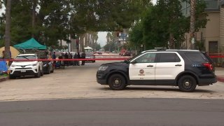 LAPD investigates the shooting death of a man on Saturday, Sept. 16, 2023 in North Hollywood.