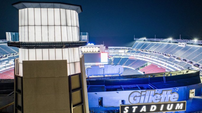 Gillette Stadium’s 22-story “lighthouse” is the tallest in the U.S. at 218 feel tall. It is topped by a 360-degree observation deck.