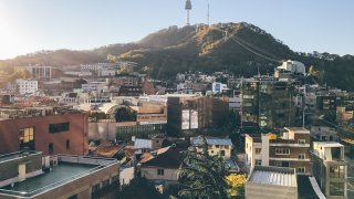 Top view of Seoul in the morning in autumn 2016.