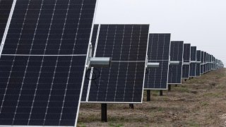 Solar panels at the ENGIE Sun Valley Solar project in Hill County, Texas, on March 1, 2023. 